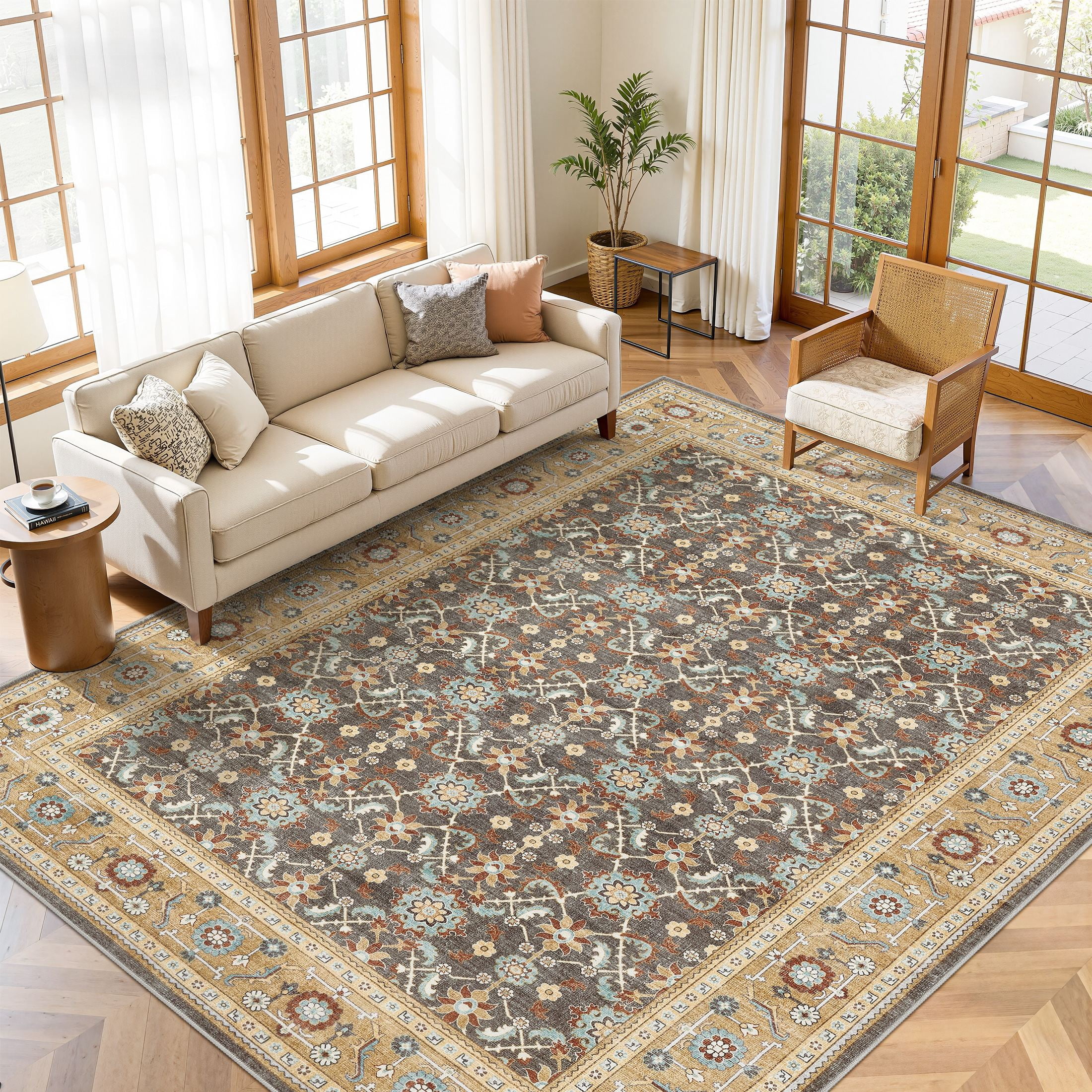 UERMEI 9'x12' Washable Large Area Rugs for Living Room,Vacuum Friendly ...
