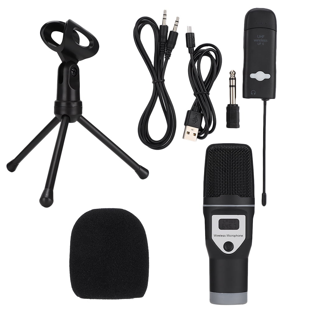 UF-6USB Wireless LED Condenser Karaoke Microphone with Foldable Tripod