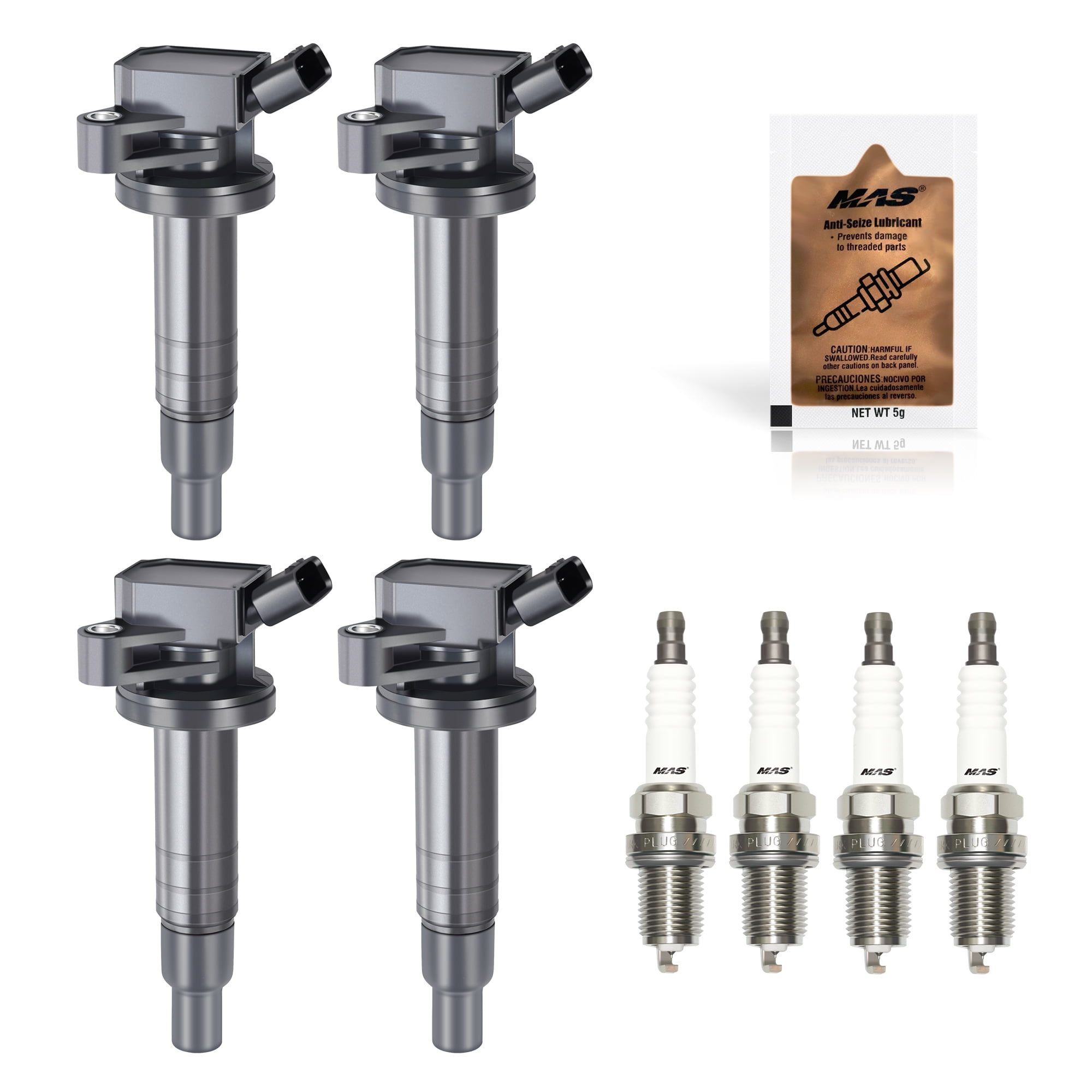 Set of 4 UF247 Ignition Coil & Iridium Spark Plug for 2000-2008 Toyota Corolla Matrix Celica 1.8L C551 NGK7090 & Free Gift Anti-Seize Lubricant(5g)