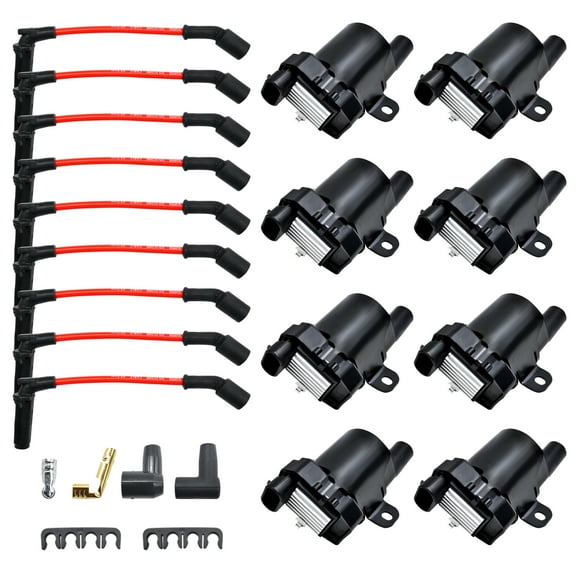 UF262 Round Ignition Coil & Spark Plug Wires for Chevy Silverado Sierra Hummer H2 fits C1251 D-585