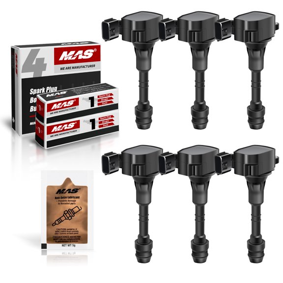 Set of 6 UF349 Ignition Coils & Iridium Spark Plugs for Nissan Altima Frontier & Free Anti-Seize Lubricant (5g)
