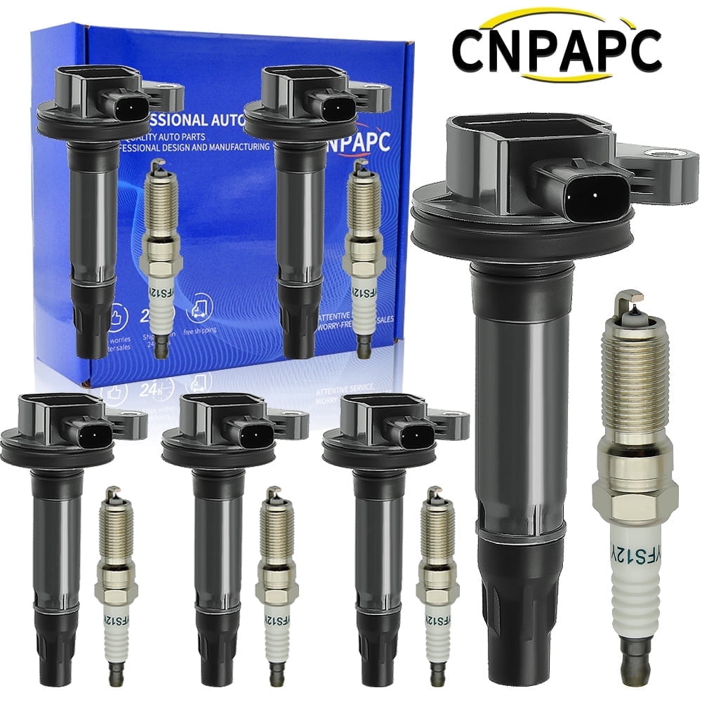 UF553 Set of 6 Ignition Coil & Iridium Spark Plugs for Ford Edge Taurus Flex Fusion Explorer F150 Mustang Sedan Lincoln C1595 DG520 UF595
