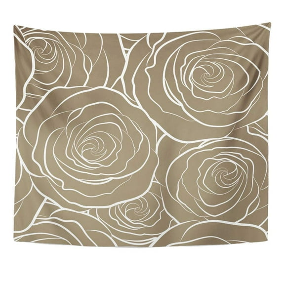 UFAEZU Abstract Beautiful Rose Flowers in Brown Colors Roses Silhouette Coral Anniversary Wall Art Hanging Tapestry Home Decor for Living Room Bedroom Dorm 51x60 inch