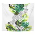 thumbnail image 1 of UFAEZU Abstract Summer Geometric Watercolor Palm Monstera Leaves Smooth Bend Shapes Filled with Ink Minimal Wall Art Hanging Tapestry Home Decor for Living Room Bedroom Dorm 60x80 inch, 1 of 1