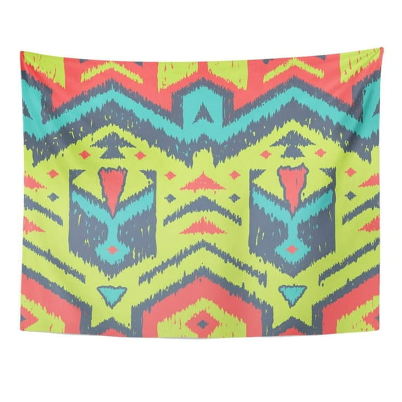 UFAEZU Abstract Tribal Pattern Colorful Ethnic Triangles Chevrons and Rhombuses Knitting Edges Shapes Wall Art Hanging Tapestry Home Decor for Living Room Bedroom Dorm 60x80 inch