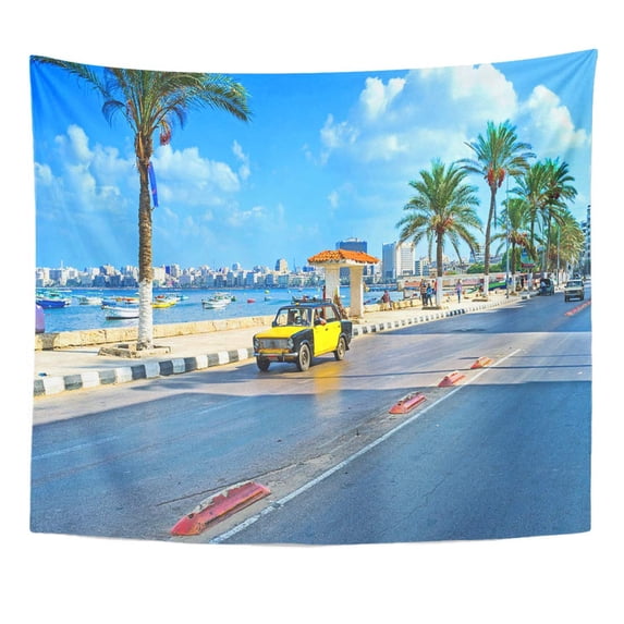 UFAEZU Alexandria Egypt October 11 The Numerous Black Yellow Taxi Cars are and Comfortable Choice Wall Art Hanging Tapestry Home Decor for Living Room Bedroom Dorm 60x80 inch