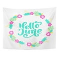 thumbnail image 1 of UFAEZU Alphabet Hello June Lettering Text and Wreath Flower Summer Minimalistic Phrase on Brush Wall Art Hanging Tapestry Home Decor for Living Room Bedroom Dorm 51x60 inch, 1 of 1