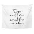 thumbnail image 1 of UFAEZU Alphabet Word Brush Pen Lettering Phrase Time and Tide Wait for No Man Artistic Wall Art Hanging Tapestry Home Decor for Living Room Bedroom Dorm 60x80 inch, 1 of 1