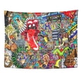 thumbnail image 1 of UFAEZU Artist Music Collage On Large Brick Wall Graffiti Urban Ball Beauty Cassette Player Wall Art Hanging Tapestry Home Decor for Living Room Bedroom Dorm 51x60 inch, 1 of 2