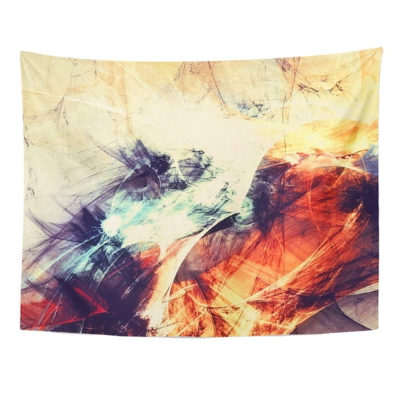 UFAEZU Artistic Bright Color Paints Abstract Warm Modern Futuristic Pattern Fractal for Creative Wall Art Hanging Tapestry Home Decor for Living Room Bedroom Dorm 60x80 inch