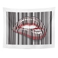 thumbnail image 1 of UFAEZU Barcode Strip Makeup Biting Mouth Stripped Lips Bar Code Scanning Wall Art Hanging Tapestry Home Decor for Living Room Bedroom Dorm 60x80 inch, 1 of 2