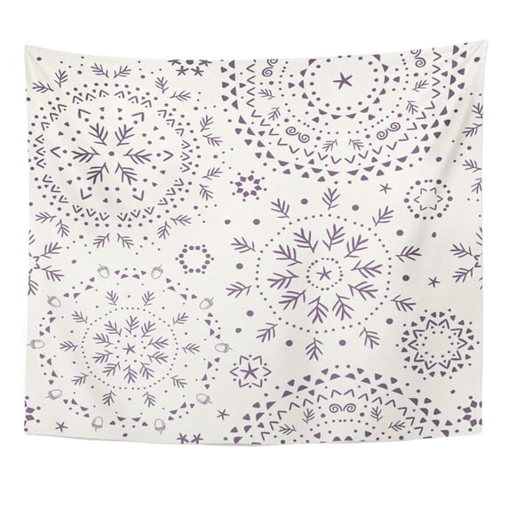 UFAEZU Beautiful Snowflake Circle Winter for Christmas Year Motifs Wall Art Hanging Tapestry Home Decor for Living Room Bedroom Dorm 51x60 inch