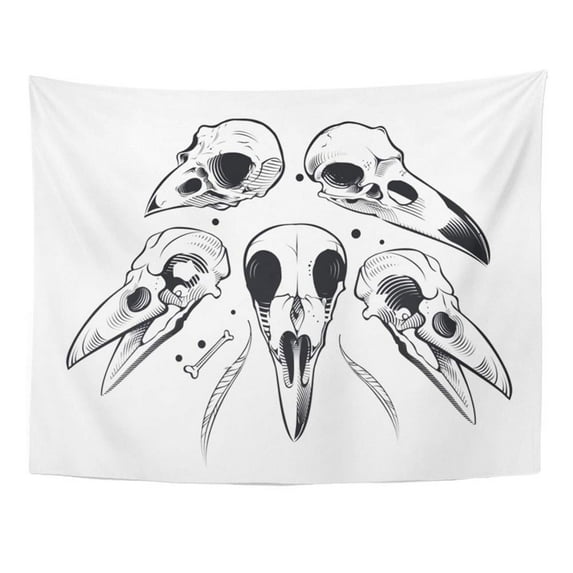 UFAEZU Bird Crow Skull Raven Vulture Goth Vintage Engraving Tattoo Wall Art Hanging Tapestry Home Decor for Living Room Bedroom Dorm 60x80 inch