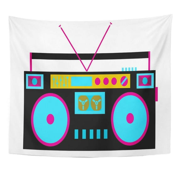 UFAEZU Black 1980S Colorful Bright Retro Audio Tape Recorder The Wall Art Hanging Tapestry Home Decor for Living Room Bedroom Dorm 60x80 inch