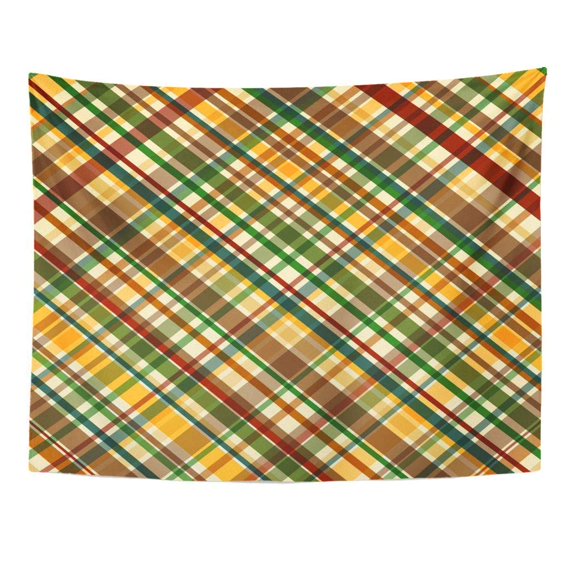 UFAEZU Blue Abstract Fall Plaid Brown Autumn Color Maroon Pattern Shape Wall Art Hanging Tapestry Home Decor for Living Room Bedroom Dorm 60x80 inch