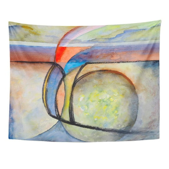 UFAEZU Blue Abstracted Abstract Painting Colorful Abstraction Artistic Band Wall Art Hanging Tapestry Home Decor for Living Room Bedroom Dorm 51x60 inch