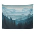 thumbnail image 1 of UFAEZU Blue Forest Morning in Mountains Tree Pine Silhouette Landscape Taiga Canada Wall Art Hanging Tapestry Home Decor for Living Room Bedroom Dorm 60x80 inch, 1 of 2