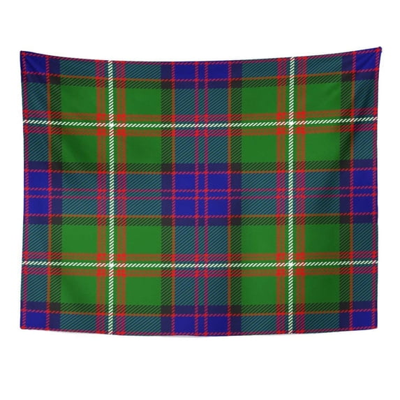 UFAEZU Blue Scottish Clan Donald Tartan Plaid Pattern Green Black Wall Art Hanging Tapestry Home Decor for Living Room Bedroom Dorm 60x80 inch
