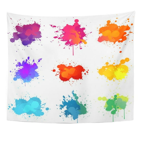 UFAEZU Blue Splash Paint Splat Purple Splatter Ink Spot Drop Blot Abstract Shape Wall Art Hanging Tapestry Home Decor for Living Room Bedroom Dorm 51x60 inch