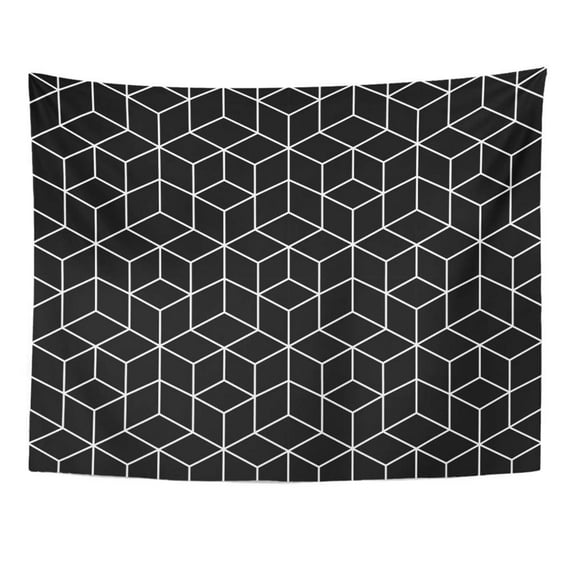 UFAEZU Carpet Abstract Geometric Black and White Graphic Design 3D Cubes Pattern Line Boho Wall Art Hanging Tapestry Home Decor for Living Room Bedroom Dorm 60x80 inch
