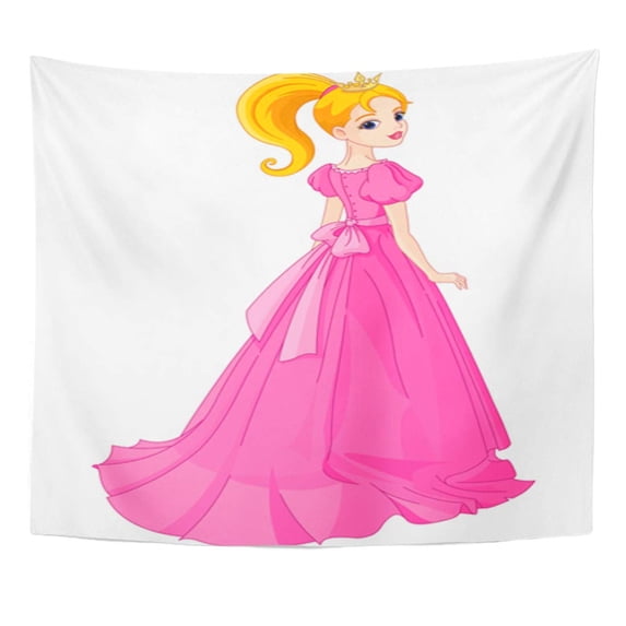 UFAEZU Cartoon Pink Back Beautiful Princess Beauty Characters Clip Costume Wall Art Hanging Tapestry Home Decor for Living Room Bedroom Dorm 60x80 inch