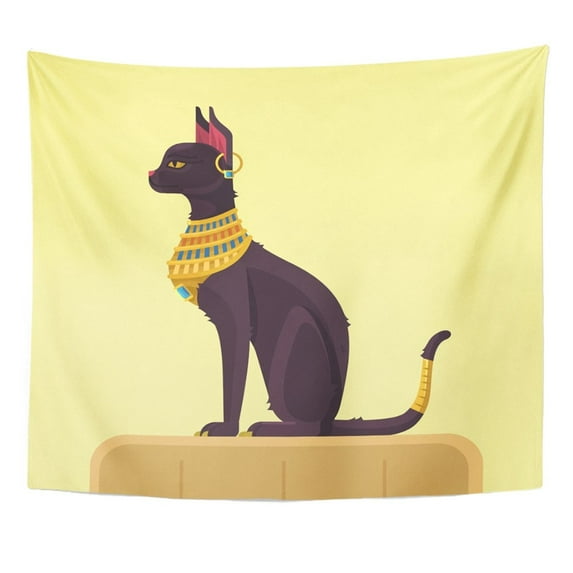UFAEZU Cat Egypt Cat Flat Wall Art Hanging Tapestry Home Decor for Living Room Bedroom Dorm 51x60 inch