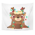 thumbnail image 1 of UFAEZU Christmas Deer Cartoon Reindeer New Year Lights Garland for Calendars Wall Art Hanging Tapestry Home Decor for Living Room Bedroom Dorm 51x60 inch, 1 of 2