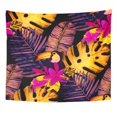 thumbnail image 1 of UFAEZU Colorful Aloha Beautiful Floral Summer Pattern with Tropical Palm Leaves Flamingo Hibiscus Green Wall Art Hanging Tapestry Home Decor for Living Room Bedroom Dorm 60x80 inch, 1 of 1