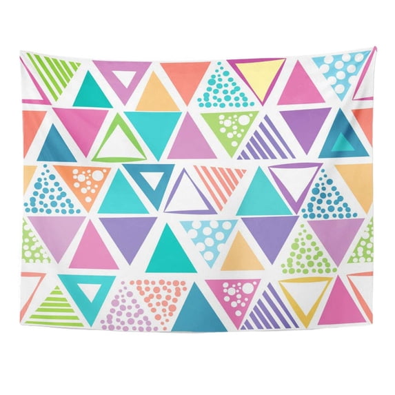 UFAEZU Colorful Bright Abstract Multicolored Triangles White Chaotic Color Cool Creative Wall Art Hanging Tapestry Home Decor for Living Room Bedroom Dorm 51x60 inch