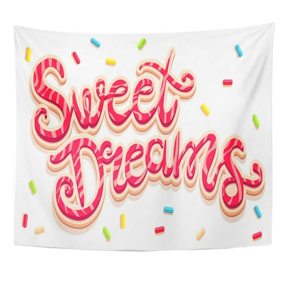 UFAEZU Colorful Chocolate Text Sweet Dreams Lettering Like Cookies Candies Wall Art Hanging Tapestry Home Decor for Living Room Bedroom Dorm 60x80 inch