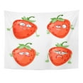 thumbnail image 1 of UFAEZU Colorful Fruit Cartoon Character Many Expressions Strawberry Green Face Color Wall Art Hanging Tapestry Home Decor for Living Room Bedroom Dorm 51x60 inch, 1 of 1
