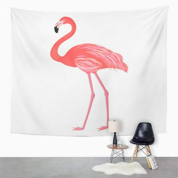 UFAEZU Colorful Pink Flamingo Exotic Bird Cool Flat Design Lovely Red Wall Art Hanging Tapestry Home Decor for Living Room Bedroom Dorm 60x80 inch