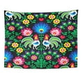 thumbnail image 1 of UFAEZU Colorful Polish Folk Pattern Roosters Wzory Lowickie Wycinanka Green Wall Art Hanging Tapestry Home Decor for Living Room Bedroom Dorm 60x80 inch, 1 of 2