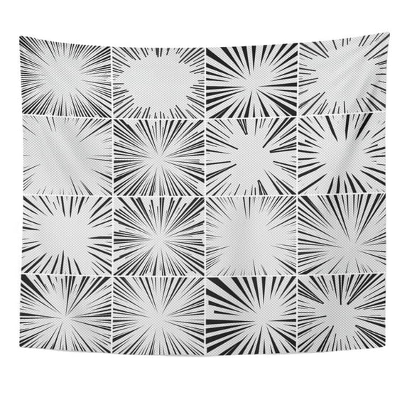 UFAEZU Comic Book Pop Style Black and White Radial Lines Manga Anime Speed Big Collection Explosion Bang Wall Art Hanging Tapestry Home Decor for Living Room Bedroom Dorm 60x80 inch