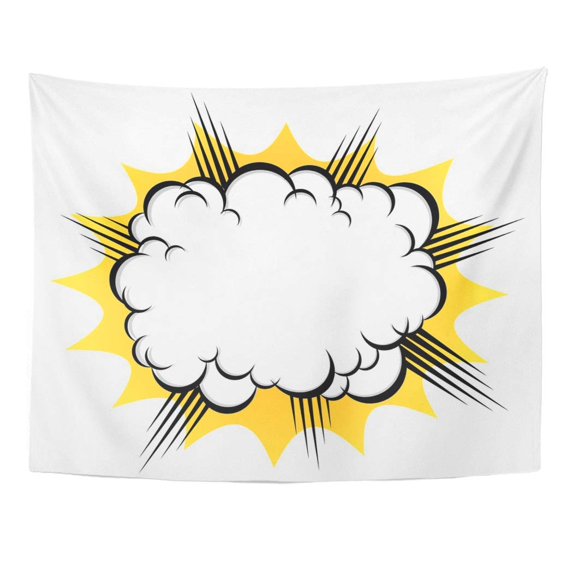 UFAEZU Comic Cloud After The Explosion Smoke Cartoon Puff Boom Bang Wall Art Hanging Tapestry Home Decor for Living Room Bedroom Dorm 60x80 inch