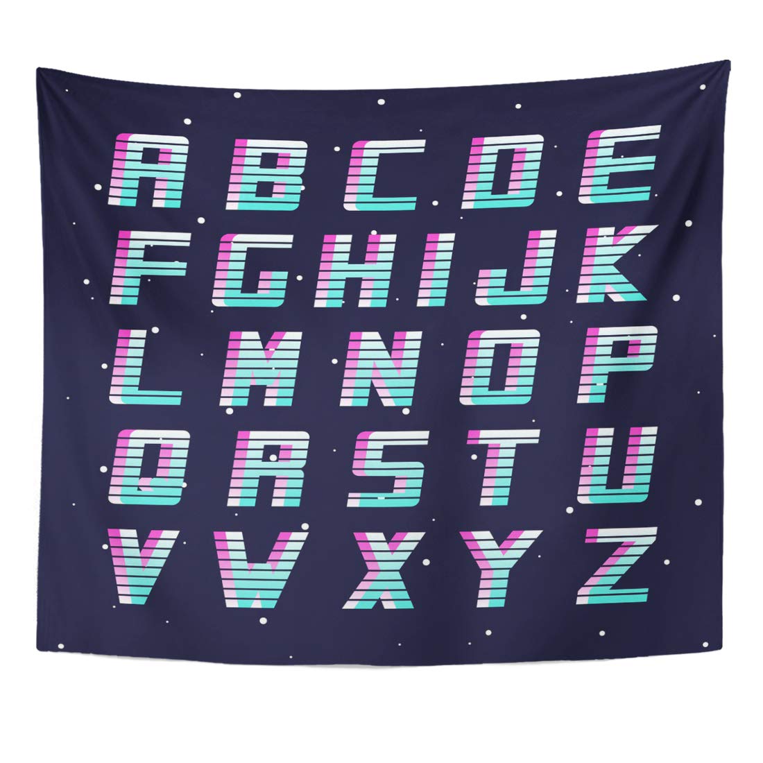 UFAEZU Creative Blue Future Retro 80 90S English Alphabet Futuristic ...