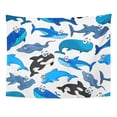 thumbnail image 1 of UFAEZU Fish Sea and Ocean Mammal Cartoon with Dolphin Shark Whale Stingray Wall Art Hanging Tapestry Home Decor for Living Room Bedroom Dorm 51x60 inch, 1 of 2