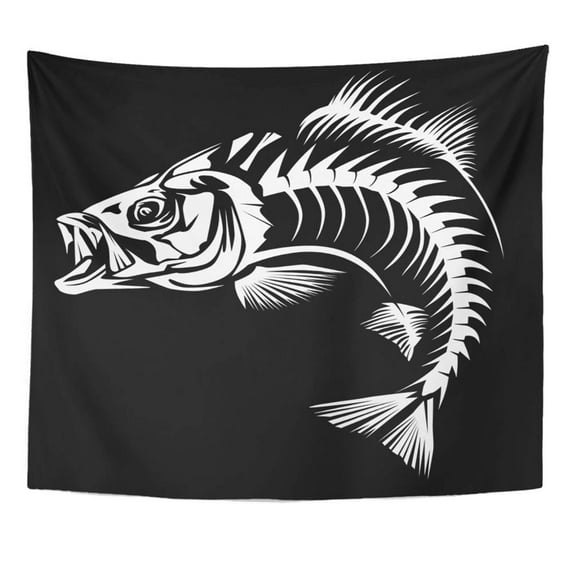 UFAEZU Fishing Bass Fish White Walleye Hook Wall Art Hanging Tapestry Home Decor for Living Room Bedroom Dorm 60x80 inch