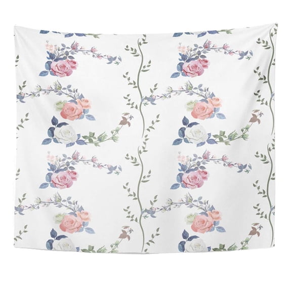 UFAEZU Floral Branch White Red Pink Rose Bouquet Garden Flowers Buds Leaves On Pastel Wall Art Hanging Tapestry Home Decor for Living Room Bedroom Dorm 60x80 inch