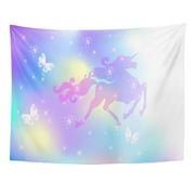 UFAEZU Galloping Unicorn Luxurious Winding Mane Against The Iridescent Universe Sparkling Stars Wall Art Hanging Tapestry Home Decor for Living Room Bedroom Dorm 51x60 inch