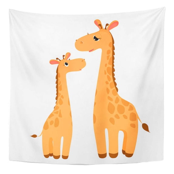UFAEZU Giraffes Family Cartoon Character Funny White Fauna Wild Wall Art Hanging Tapestry Home Decor for Living Room Bedroom Dorm 51x60 inch