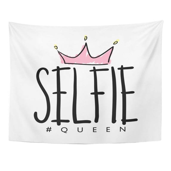 UFAEZU Girl Selfie Queen Graphics and Slogan Tee Photography Hashtag Wall Art Hanging Tapestry Home Decor for Living Room Bedroom Dorm 51x60 inch