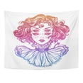 thumbnail image 1 of UFAEZU Gothic Devil Imp Like Witch Girl Head Portrait with Curly Hair and Four Eyes Lady is Wall Art Hanging Tapestry Home Decor for Living Room Bedroom Dorm 51x60 inch, 1 of 2