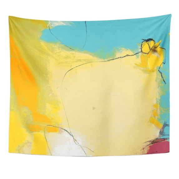 UFAEZU Green Artist Abstract Painting Hand Colorful Space Watercolor Artistic Wall Art Hanging Tapestry Home Decor for Living Room Bedroom Dorm 51x60 inch