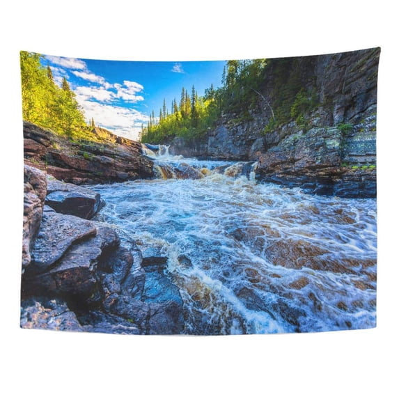 UFAEZU Green Beautiful Mountain Forest River Landscape Wild Waterfall Stream National Wall Art Hanging Tapestry Home Decor for Living Room Bedroom Dorm 60x80 inch