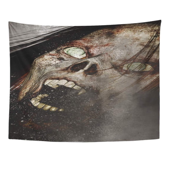 UFAEZU Halloween 3D Scary Ghost Woman Horror Mixed Media Movie Anger Anxiety Wall Art Hanging Tapestry Home Decor for Living Room Bedroom Dorm 51x60 inch