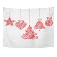 thumbnail image 1 of UFAEZU Heart Vintage Christmas Floral Balls Abstract Bell Celebrate Celebration Wall Art Hanging Tapestry Home Decor for Living Room Bedroom Dorm 51x60 inch, 1 of 2