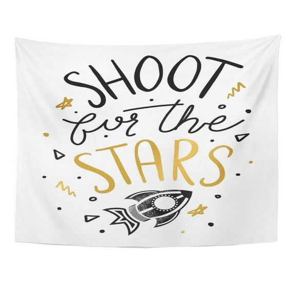 UFAEZU Hipster Shoot for The Stars Space Lettering Wall Cute Rocket Text Drawn Wall Art Hanging Tapestry Home Decor for Living Room Bedroom Dorm 60x80 inch