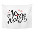 thumbnail image 1 of UFAEZU Je Aime I Love You in French Lettering Phrase The Fun Brush Ink Inscription for Overlays Wall Art Hanging Tapestry Home Decor for Living Room Bedroom Dorm 51x60 inch, 1 of 1