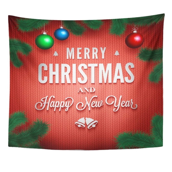 UFAEZU Merry Christmas and Happy New Year Message on Knitted Wall Art Hanging Tapestry Home Decor for Living Room Bedroom Dorm 51x60 inch